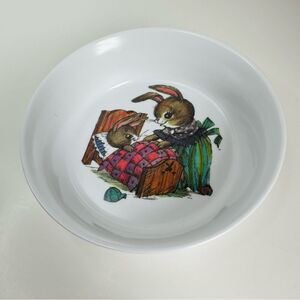 Si Lite Vintage White Melamine Bunny Rabbit Kids Bowl 6x2